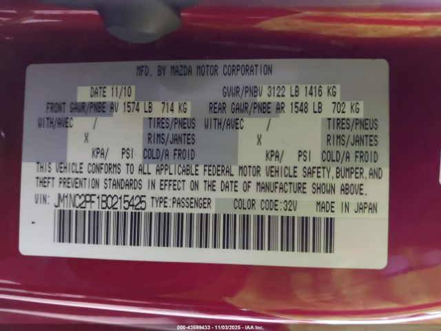 2011 MAZDA MX-5 MIATA JM1NC2PF1B0215425 Photo 8