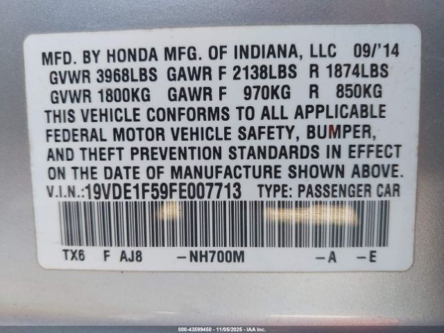 2015 ACURA ILX 19VDE1F59FE007713 Photo 8