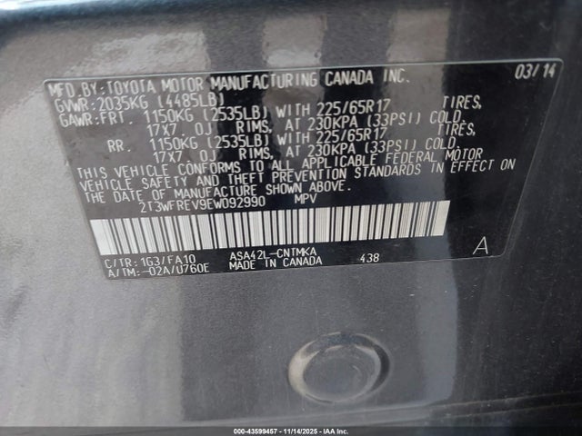 Toyota Rav4 Xle 2014 2T3WFREV9EW092990 Image 9