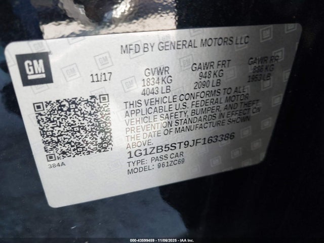 1G1ZB5ST9JF163386 Chevrolet Malibu 1ls