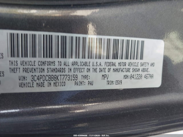 3C4PDCBB8KT773159 Dodge JOURNEY SE
