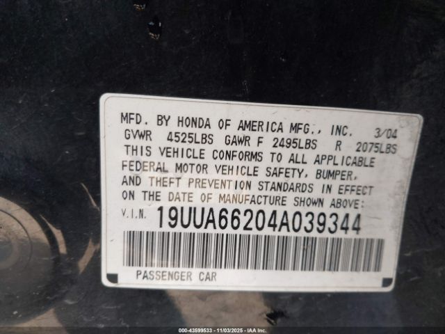 2004 ACURA TL 19UUA66204A039344 Photo 8