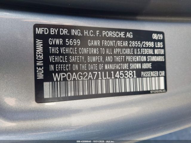 2020 PORSCHE PANAMERA WP0AG2A71LL145381 Photo 8