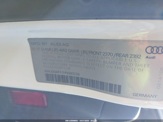 WAUGNAF41HN060378 Audi A4 2.0t Premium