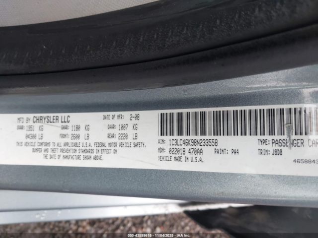 2008 CHRYSLER SEBRING 1C3LC46K98N233558 Photo 8