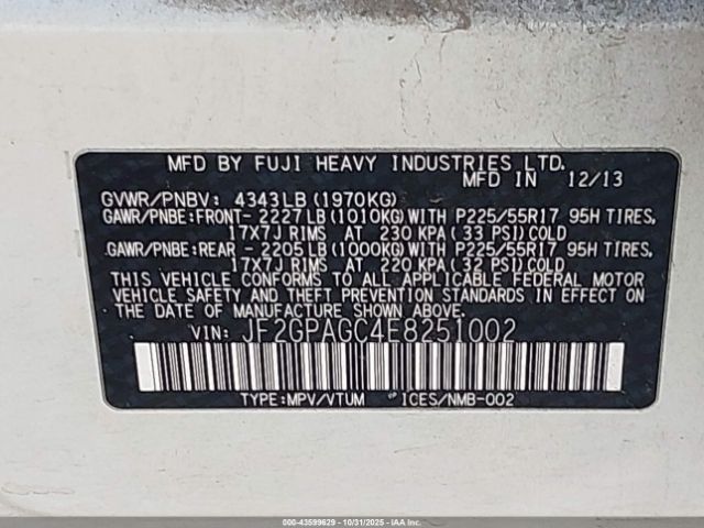 2014 SUBARU XV CROSSTREK JF2GPAGC4E8251002 Photo 8