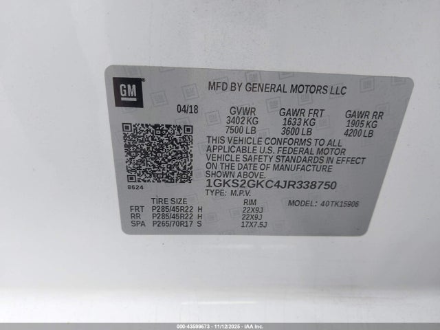 1GKS2GKC4JR338750 GMC Yukon Xl Slt