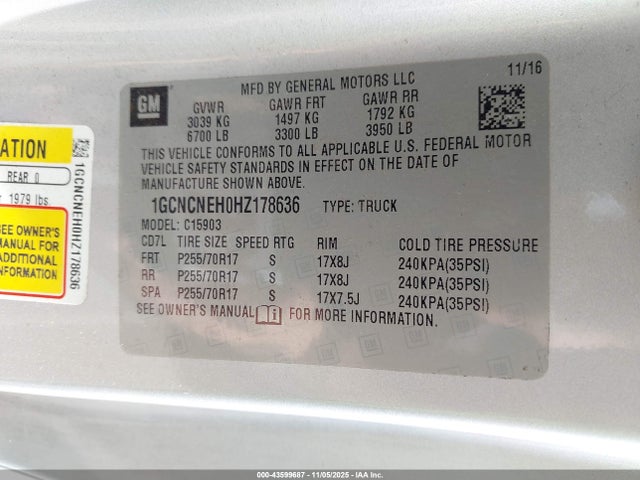 1GCNCNEH0HZ178636 Chevrolet Silverado 1500 Wt