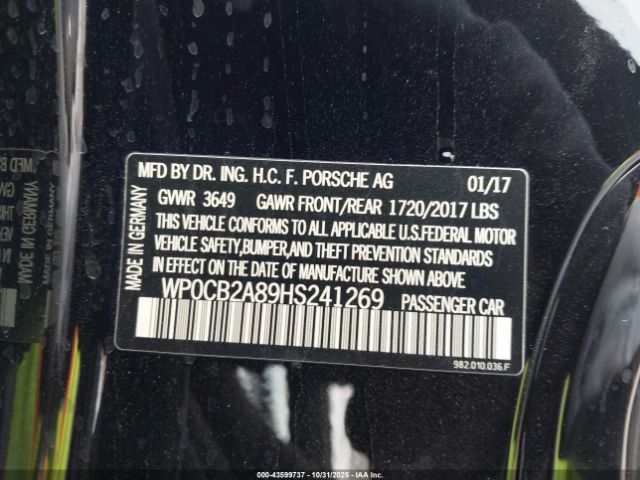 2017 PORSCHE 718 BOXSTER WP0CB2A89HS241269 Photo 8