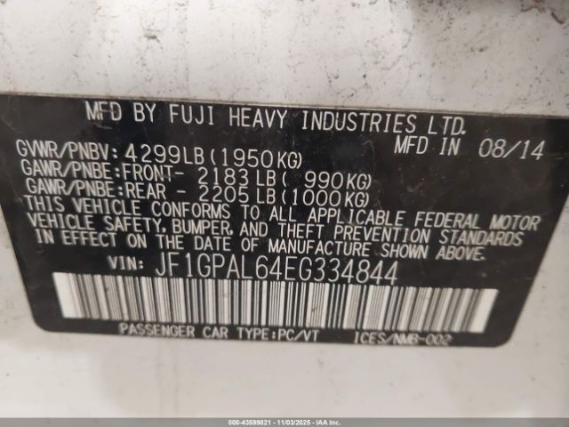 2014 SUBARU IMPREZA JF1GPAL64EG334844 Photo 8