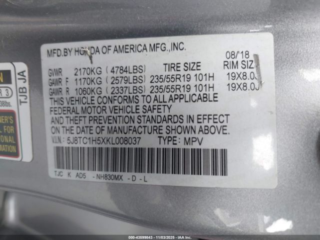 2019 ACURA RDX 5J8TC1H5XKL008037 Photo 8