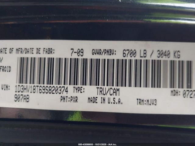 2009 DODGE RAM 1500 1D3HV18T69S820374 Photo 8