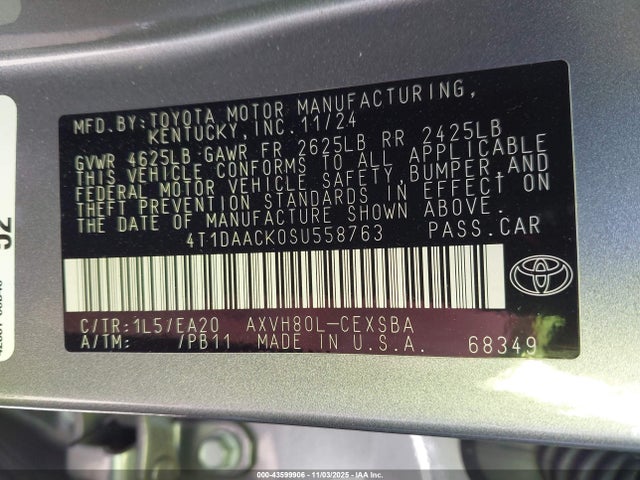 Toyota CAMRY SE 2025 4T1DAACK0SU558763 Image 9