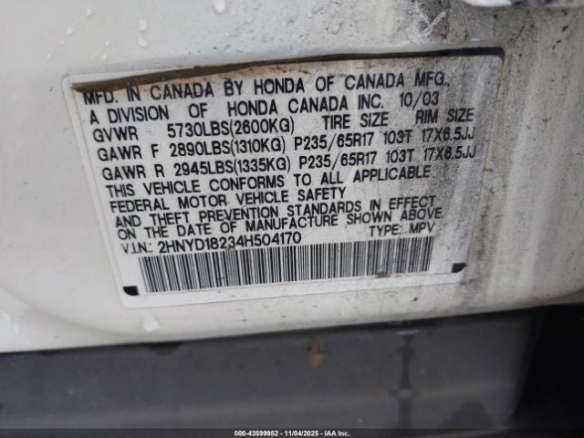 2004 ACURA MDX 2HNYD18234H504170 Photo 8