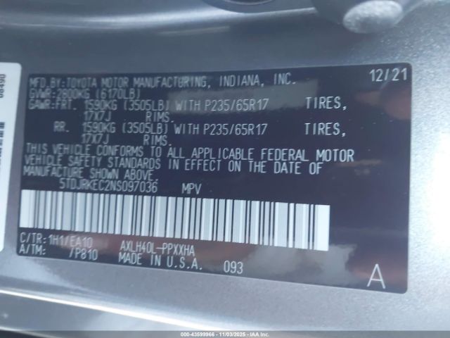2022 TOYOTA SIENNA 5TDJRKEC2NS097036 Photo 8