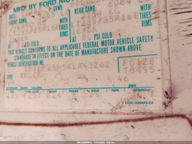 1989 FORD F250 1FTHF25H5KLA43262 Photo 8