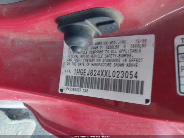 1999 HONDA CIVIC 1HGEJ824XXL023054 Photo 8