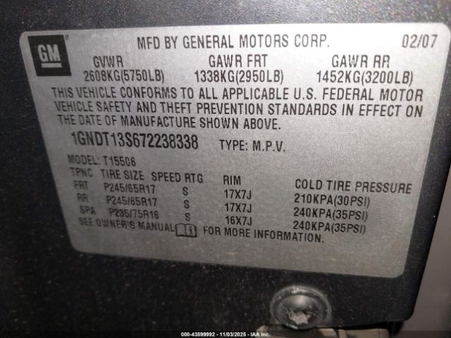 2007 CHEVROLET TRAILBLAZER 1GNDT13S672238338 Photo 8