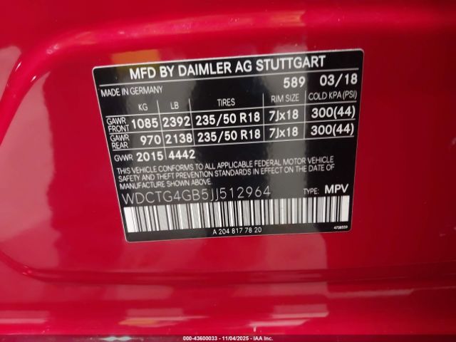 2018 MERCEDES-BENZ GLA 250 WDCTG4GB5JJ512964 Photo 8