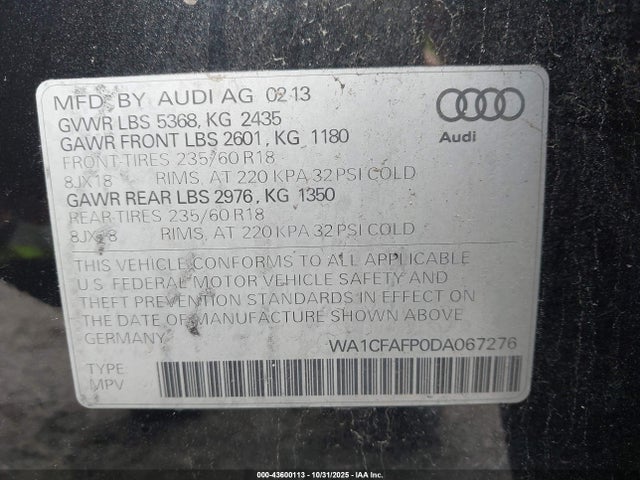2013 AUDI Q5 WA1CFAFP0DA067276 Photo 8