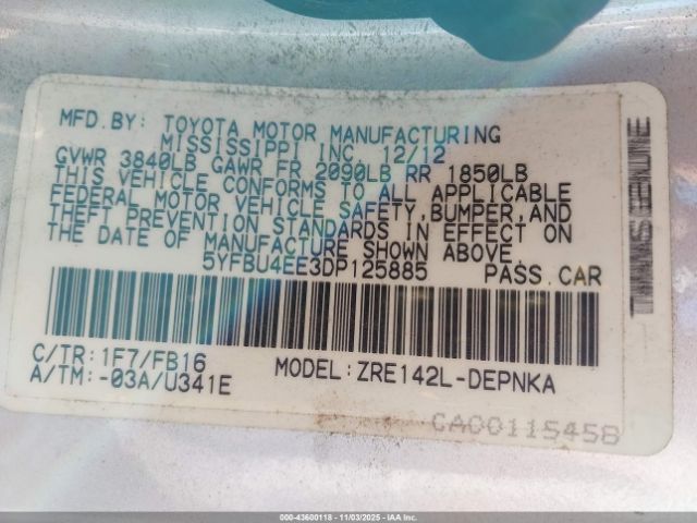 2013 TOYOTA COROLLA 5YFBU4EE3DP125885 Photo 8