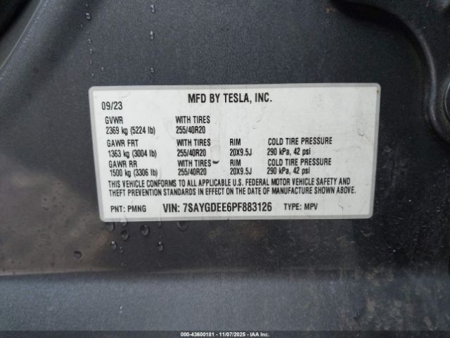 2023 TESLA MODEL Y 7SAYGDEE6PF883126 Photo 8