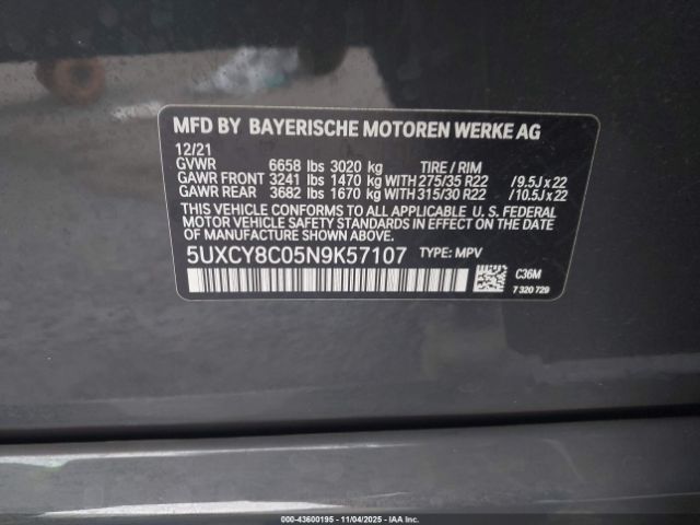 2022 BMW X6 5UXCY8C05N9K57107 Photo 8