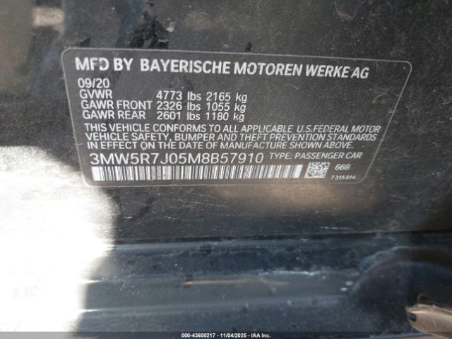 2021 BMW 330I 3MW5R7J05M8B57910 Photo 8