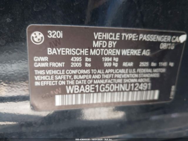 2017 BMW 320I WBA8E1G50HNU12491 Photo 8