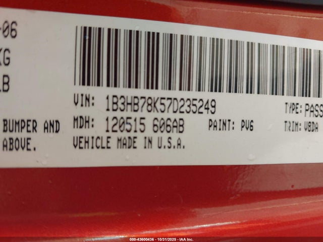 2007 DODGE CALIBER 1B3HB78K57D235249 Photo 8