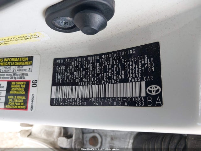 Toyota COROLLA LE 2018 5YFBURHE4JP822082 Image 9