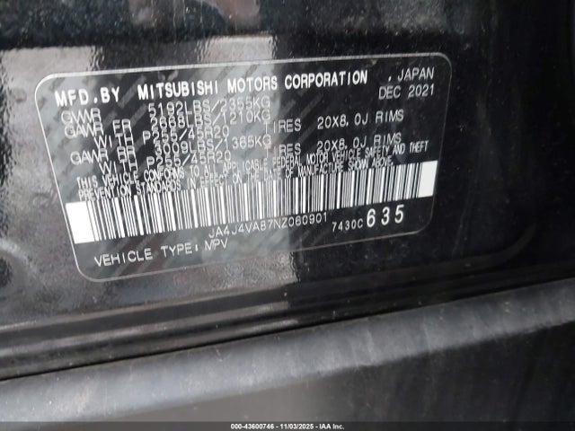 2022 MITSUBISHI OUTLANDER JA4J4VA87NZ060901 Photo 8