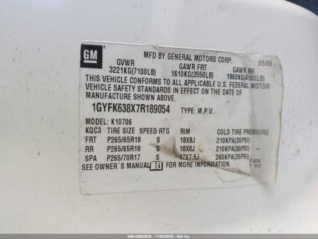 2007 CADILLAC ESCALADE 1GYFK638X7R189054 Photo 8
