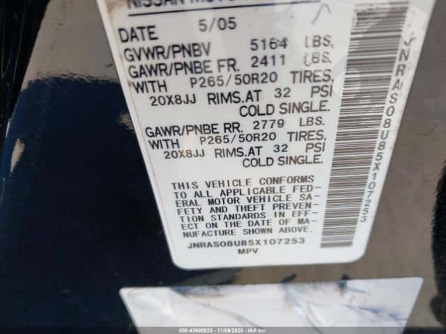 2005 INFINITI FX35 JNRAS08U85X107253 Photo 8