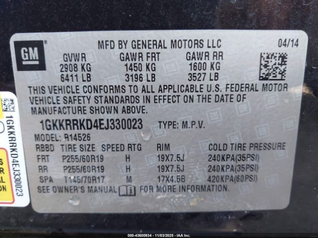 2014 GMC ACADIA 1GKKRRKD4EJ330023 Photo 8