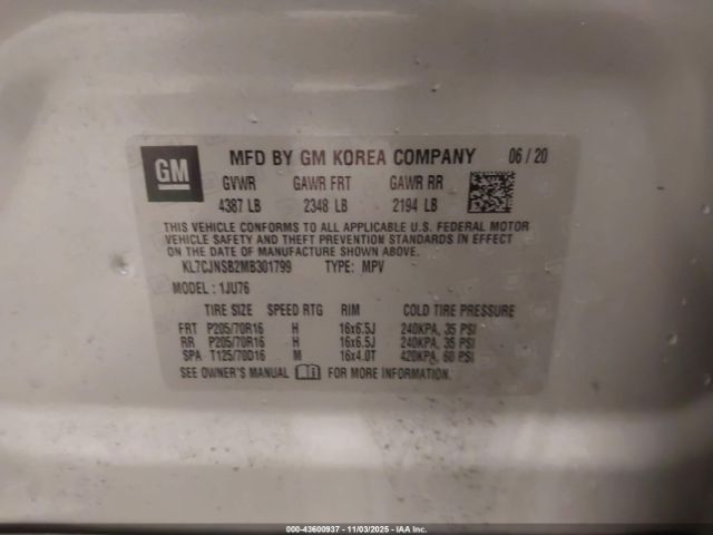 2021 CHEVROLET TRAX KL7CJNSB2MB301799 Photo 8