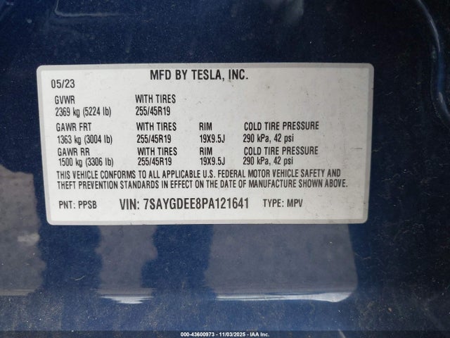 2023 TESLA MODEL Y 7SAYGDEE8PA121641 Photo 8