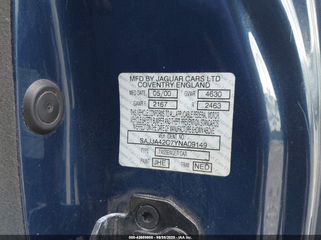 2000 JAGUAR XK8 SAJJA42C7YNA09149 Photo 8