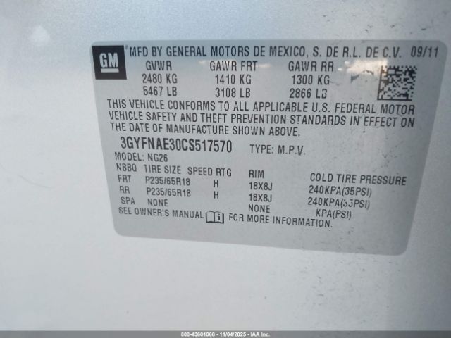 2012 CADILLAC SRX 3GYFNAE30CS517570 Photo 8