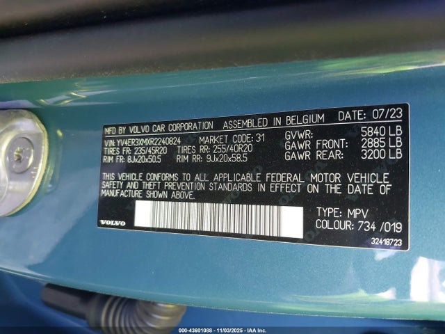 YV4ER3XMXR2240824 Volvo Xc40 Recharge Pure Electric Twin Ultimate