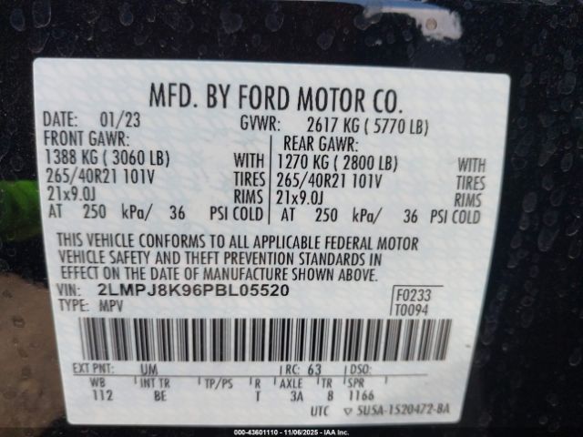 2023 LINCOLN NAUTILUS 2LMPJ8K96PBL05520 Photo 8