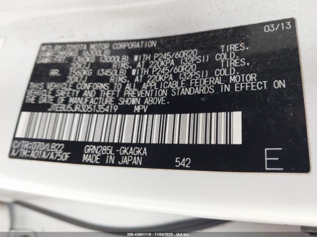 2013 TOYOTA 4RUNNER JTEBU5JR3D5135419 Photo 8