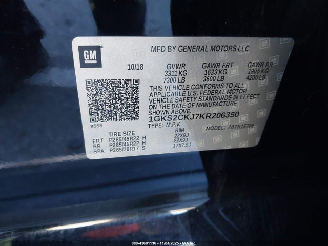 Aukcja sprzedaży 2019 Gmc Yukon Denali, vin: 1GKS2CKJ7KR206350, numer aukcji: 43601136