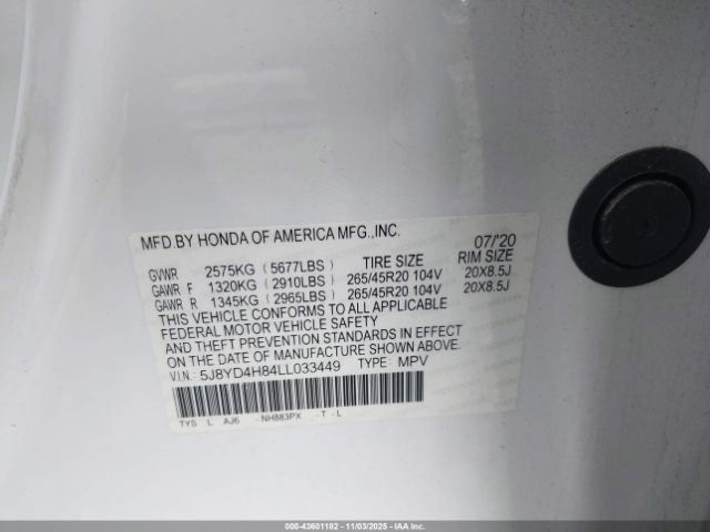 2020 ACURA MDX 5J8YD4H84LL033449 Photo 8