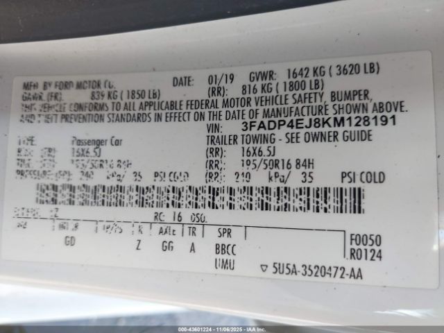 2019 FORD FIESTA 3FADP4EJ8KM128191 Photo 8