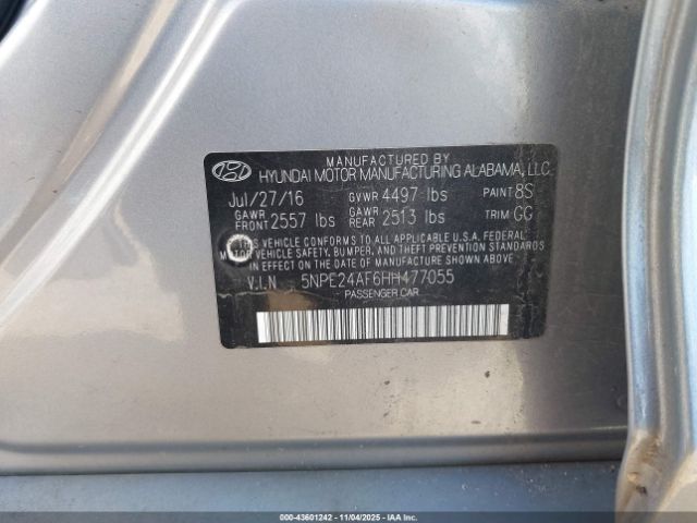 2017 HYUNDAI SONATA 5NPE24AF6HH477055 Photo 8