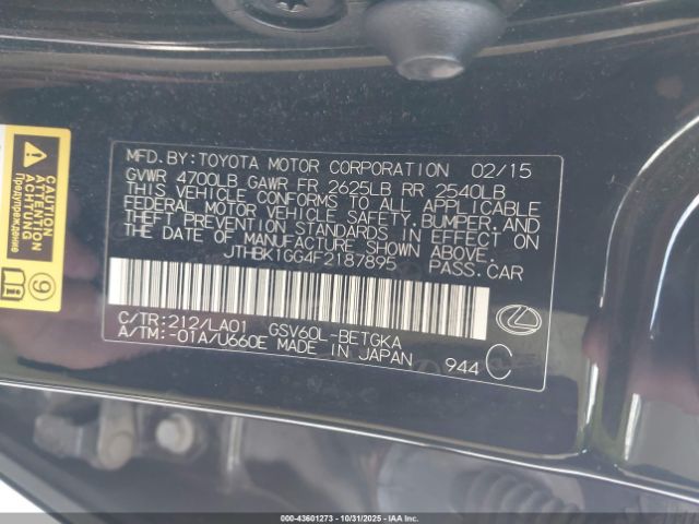 2015 LEXUS ES 350 JTHBK1GG4F2187895 Photo 8