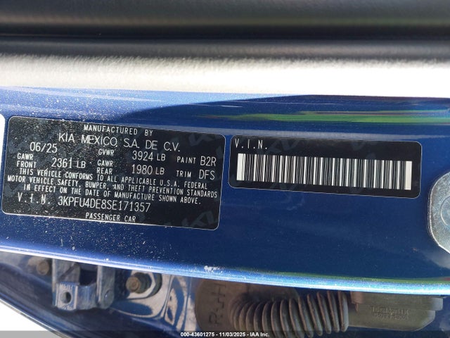 3KPFU4DE8SE171357 KIA K4 Ex