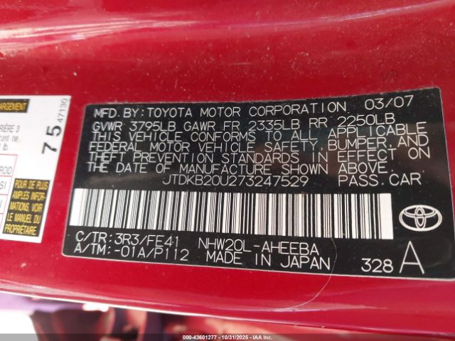 2007 TOYOTA PRIUS JTDKB20U273247529 Photo 8