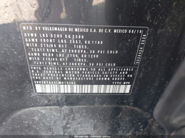 2020 VOLKSWAGEN TIGUAN 3VV3B7AX5LM013163 Photo 8